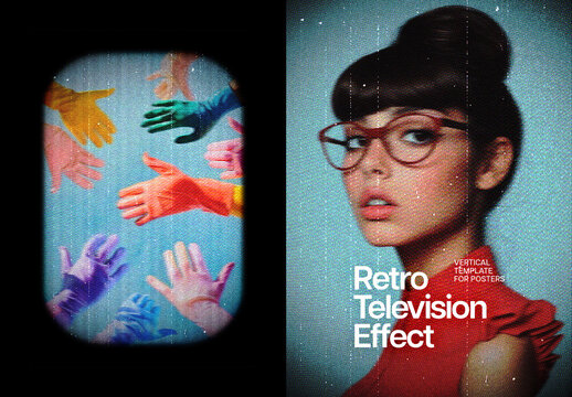 Aged TV Poster Photo Effect Mockup