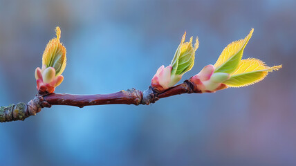 Fototapeta premium 春の兆し – 芽吹く桜の枝と優しい光