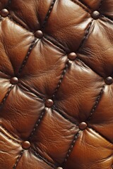Obraz premium A closeup image of a brown leather texture with visible stitching and buttons, emphasizing the quality craftsmanship.