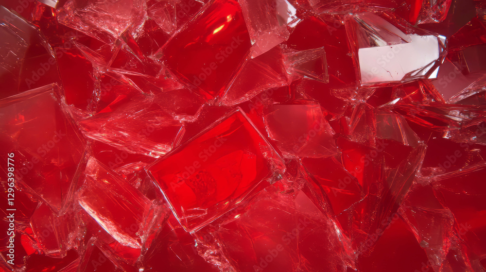 Poster Abstract red broken glass background with sharp shards for dynamic design projects