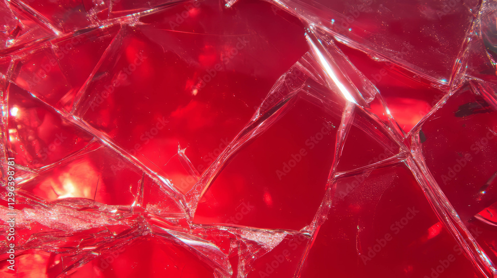 Aufkleber red broken glass background with sharp fragments