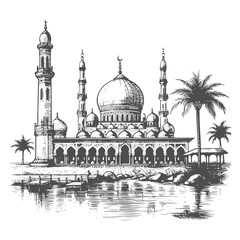 Naklejka premium Hand Drawn Mosque Illustration