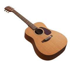 "Stringed Acoustic Guitar on White Background"