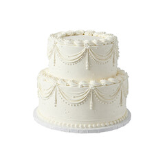 "Tiered Wedding Cake on White Background"