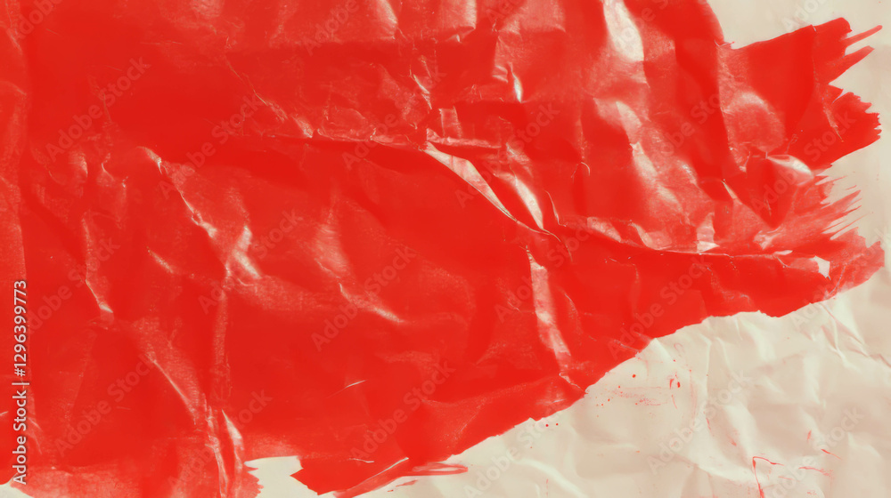 Poster abstract red ink blot on crumpled paper texture for creative design