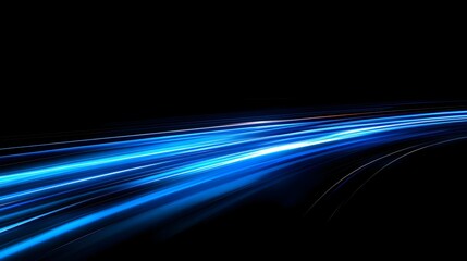 Abstract blue light energy waves on a black background, with a glowing effect