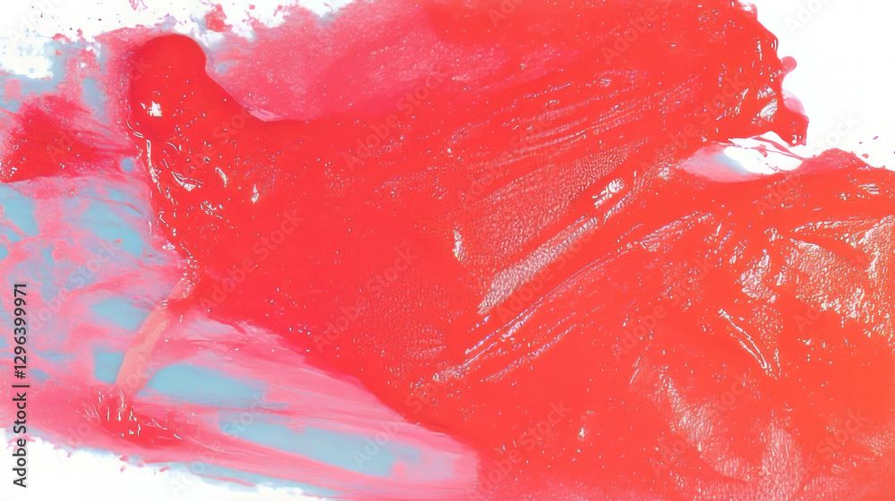 Poster abstract red ink blot with dry brush effect for creative background design