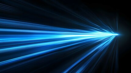 Abstract blue light energy waves on a black background, with a glowing effect