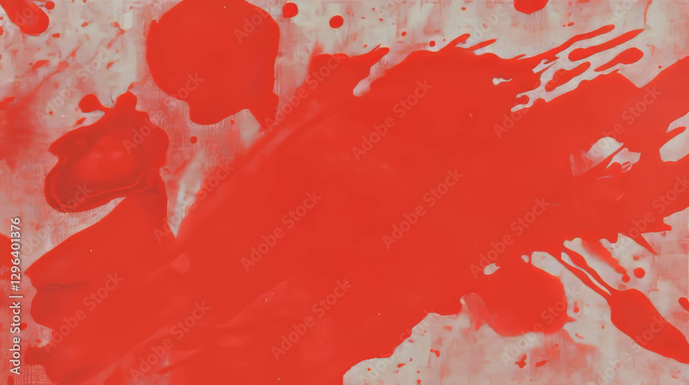 Poster abstract red ink blot on textured paper for creative design projects