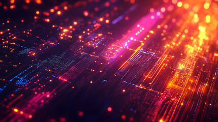 Fototapeta premium cloud with electric circuits and floating particles representing virtual storage 