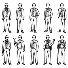 Human Poses Illustration Set for Construction Work