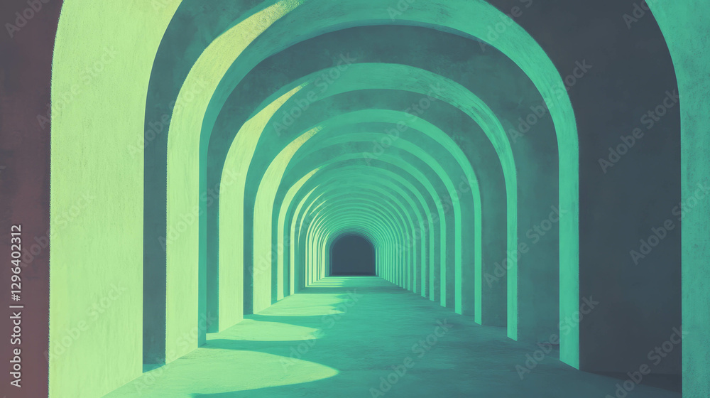 Aufkleber Endless corridor of repeating arches in abstract background design