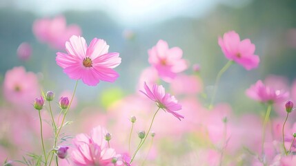 Soft Pink Flowers Blending in Gentle Light