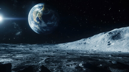 Earth seen from the surface of the Moon