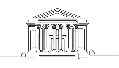 Continuous one single minimal line drawing building