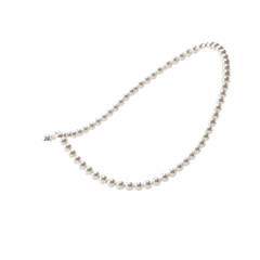 "Shiny Pearl Necklace on White Background"