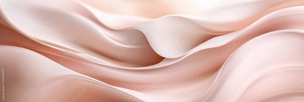 Poster Elegant flowing textures in soft pink and cream tones creating a serene visual experience. Generative AI