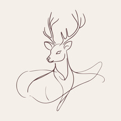 Simple Minimal Line art Deer illustration
