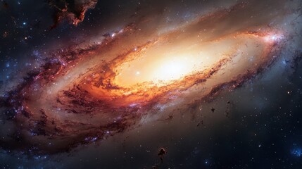 Obraz premium Swirling Galaxy with Dynamic Bright Light on Dark Background