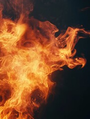 Fototapeta premium Fire Background. Fire isolated on black.