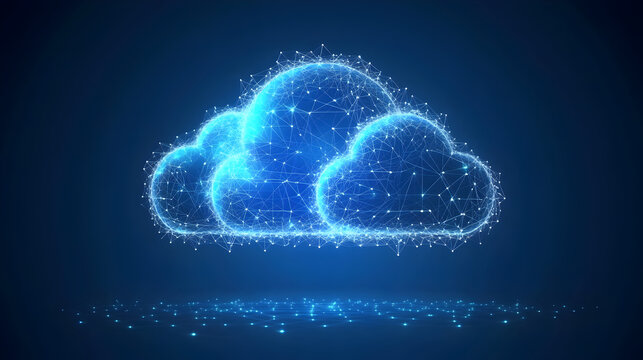 cloud computing interface with a layered depth effect and connected dots 