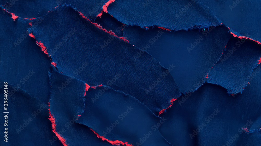 Poster Abstract design with ripped fabric texture and frayed edges