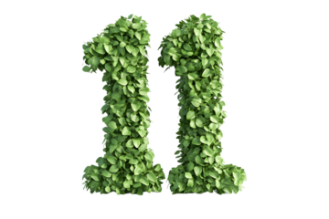 Leaves Create Number Eleven, Transparent Background