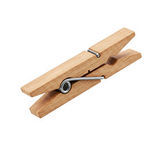 "Wooden Clothespeg on White Background"