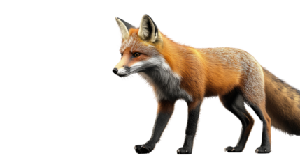 The Agile Fox: A vivid image of a red fox, its keen gaze and poised stance reveal its predatory nature. This fox embodies resilience and intelligence in the wild.
