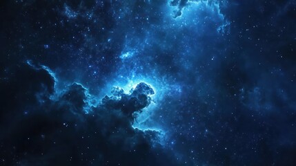 Cosmic Nebula Blue interstellar cloud, starfield background, space exploration