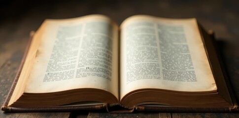 Fototapeta premium Close-up detail shots of antique book pages, showing natural aging, distressed, old book