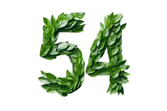Leaves Create Number 54, Transparent Background