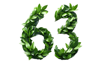 Leaves Create Number Sixty-Three, Transparent Background