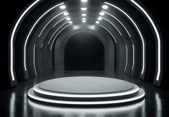 Obraz premium Modern Stage with Abstract Lighting in Dark Environment