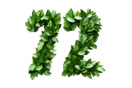 Leaves Create Number Twelve,  Transparent Background