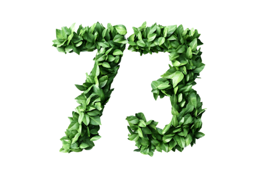 Leaves Create Number 73, Transparent Background
