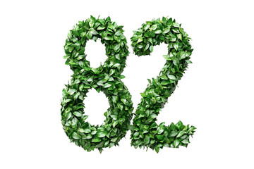 Nature's Number: 82 Leaves Create Design,  Transparent Background