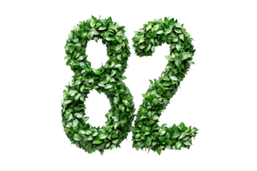 Nature's Number: 82 Leaves Create Design,  Transparent Background