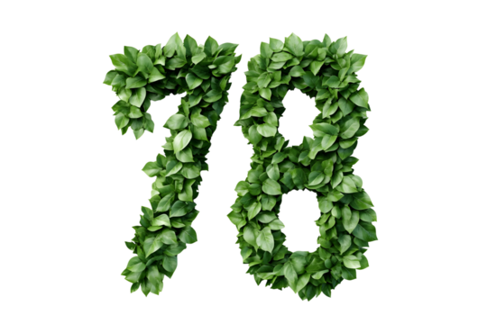 Leafy Number 78, Nature's Design, Transparent Background