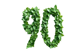 Leaves Create Number Ninety, Transparent Background