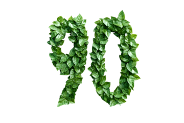 Leaves Create Number Ninety, Transparent Background