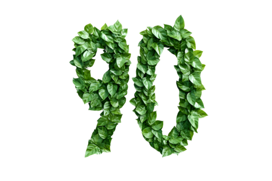 Leaves Create Number Ninety, Transparent Background - Powered by Adobe