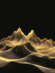 Gold mountain wallpaper design with landscape line arts, Golden luxury background design for cover, invitation background, packaging design, wall arts, fabric, and print. Vector illustration.
