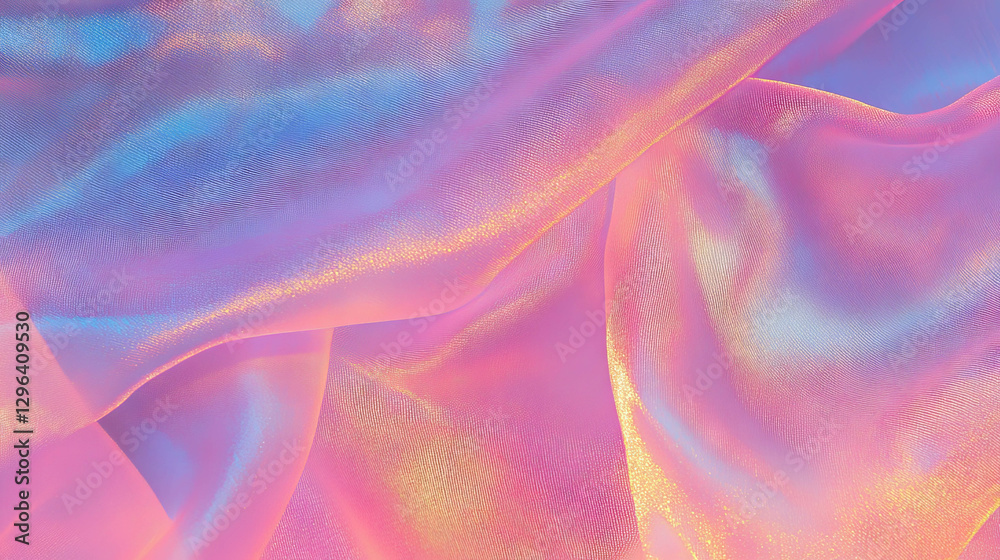 Poster iridescent silk fabric background with smooth surface and vibrant colors