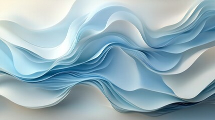 Blue and white abstract wavy layered paper art design