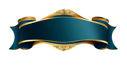 Ornate Blue and Gold Banner: Isolated on white background Illustration 