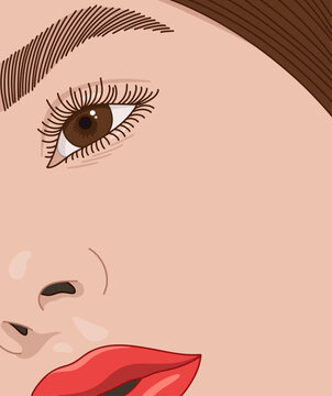 Close-Up of a Woman's Eye with Detailed Eyelashes