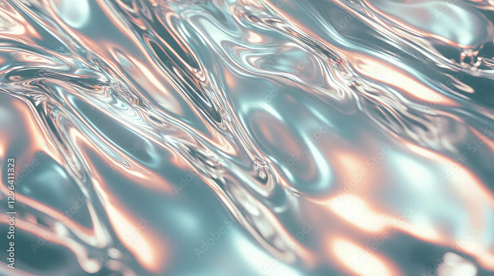 Poster Smooth polished metal texture with abstract flowing patterns for design backgrounds