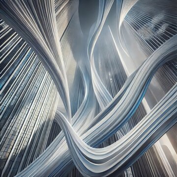 Slender ribbons of light traverse the surface bending and archin