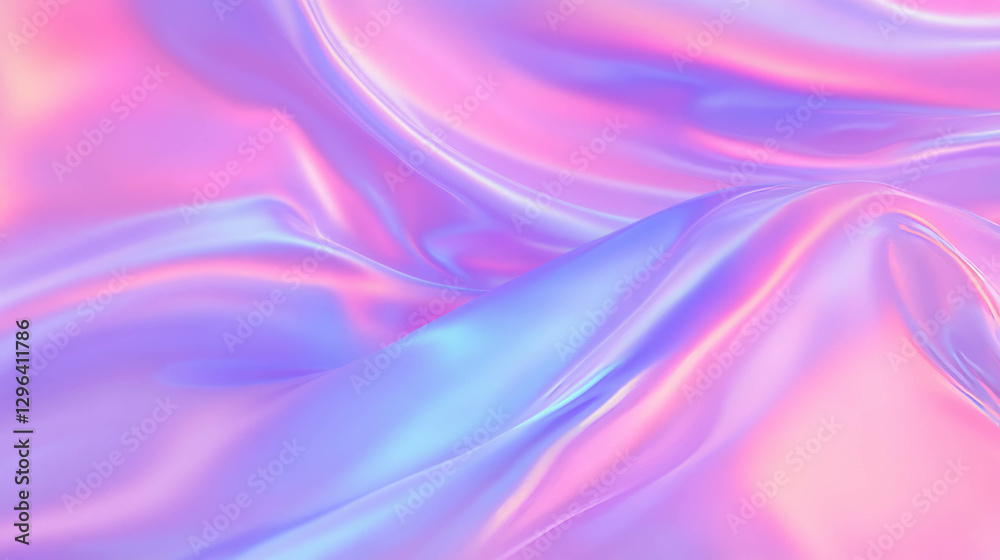 Poster luxurious iridescent silk fabric with smooth texture and flowing movement